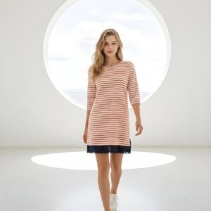 Hayden Los Angeles Orange & Cream Striped Womens Dress